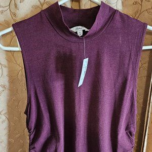 Reitmans Maroon Sleeveless Cotton Blend Top